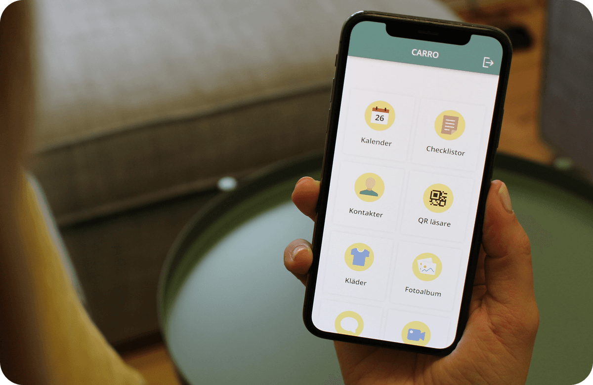 Mobil som visar Wellbees hemskärm